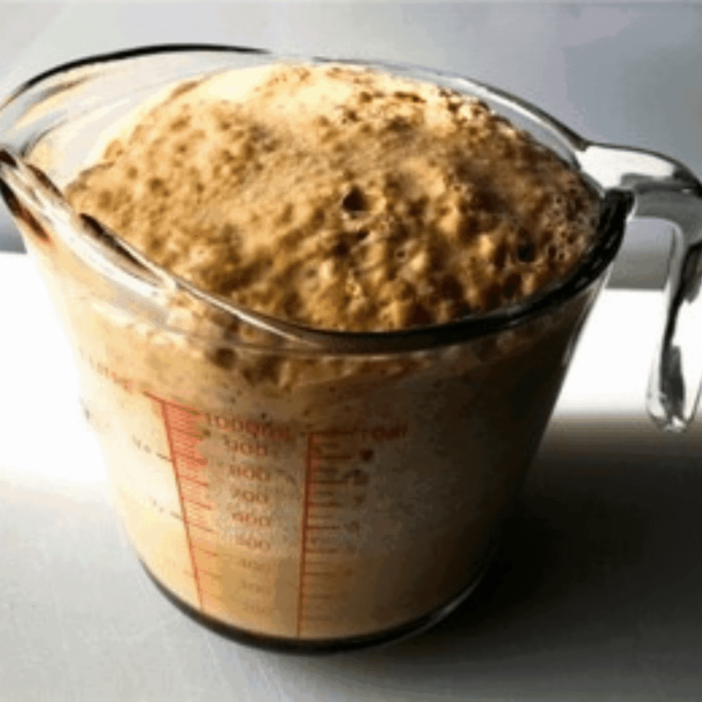 Yeast Mixture is all bubbly and foamy