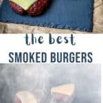 Juicy smoked burgers with cheese. The top picture is after they are cooked, the bottom picture is while they are on the pellet smoker.