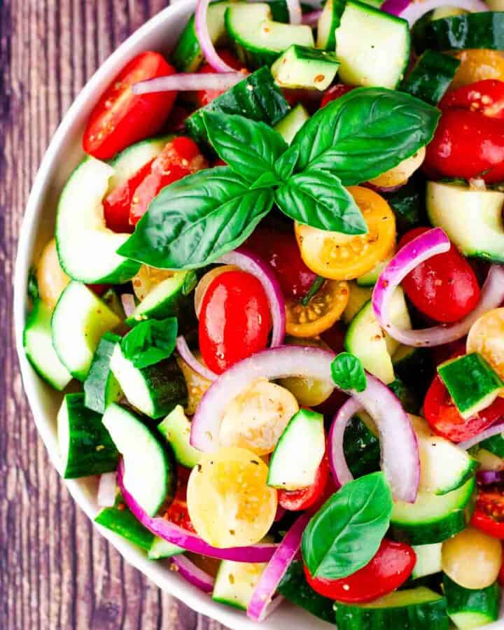 Easy Cucumber Tomato Basil Salad