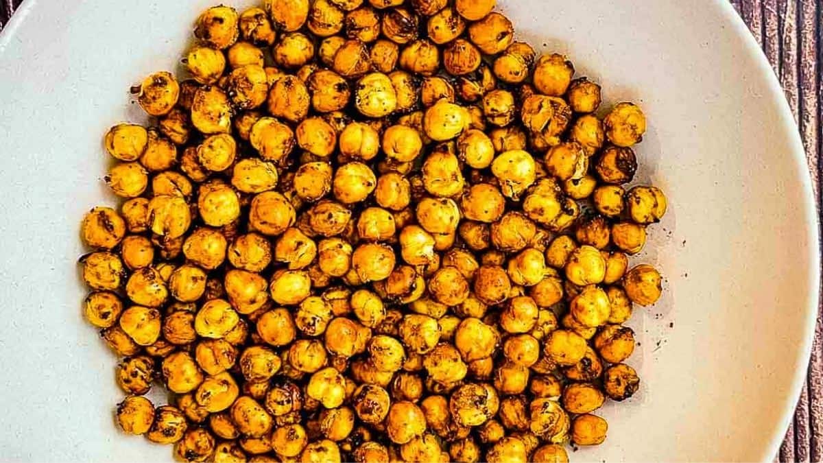 Ultra crispy chickpeas perfect for healthy snacking.