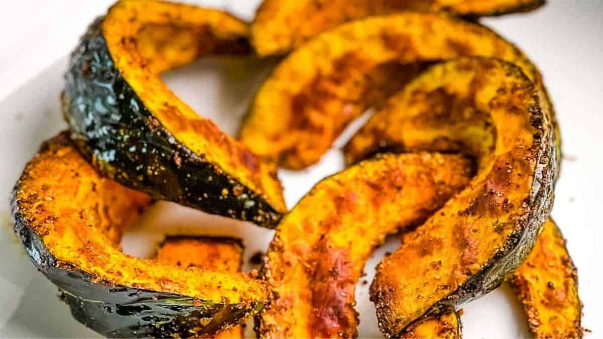 Golden squash moons with delicate seasoning.