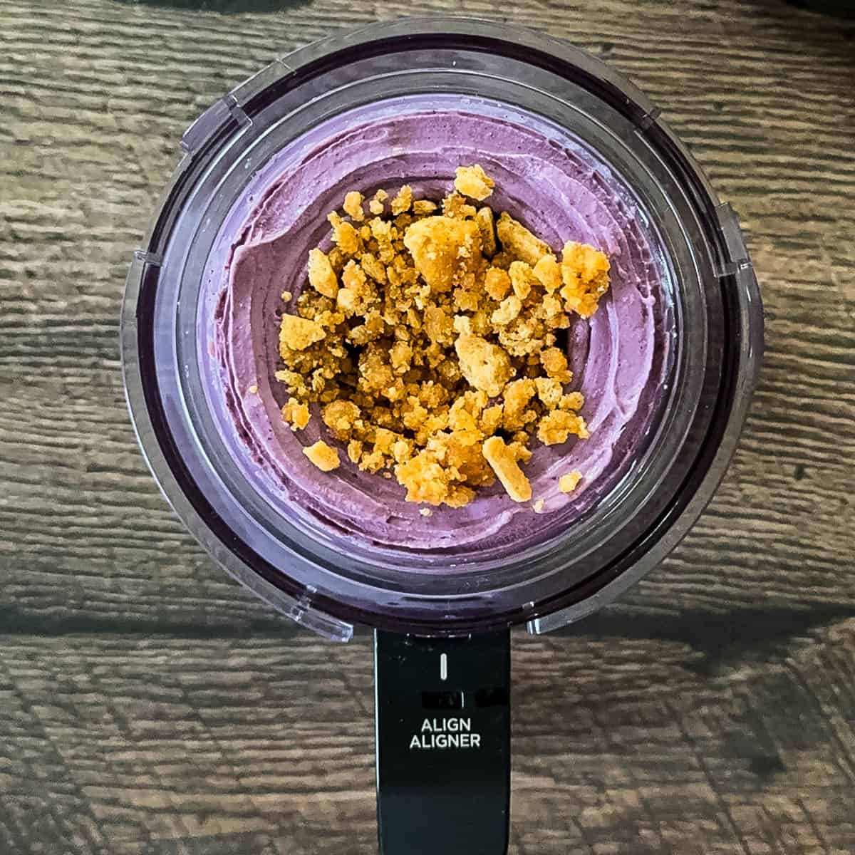 The graham cracker mixture added to the center of the ice cream.