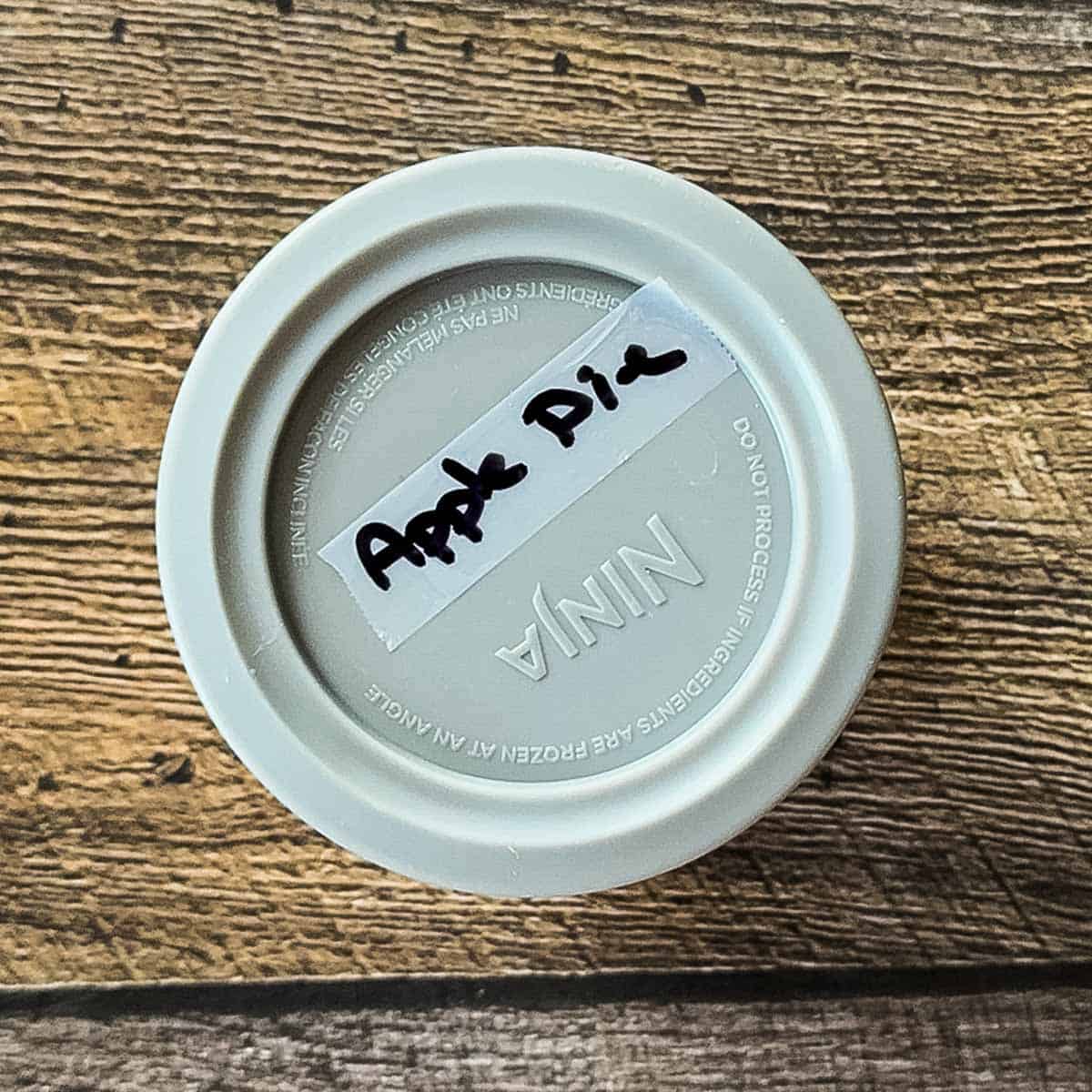 The labeled pint container ready to go iin the freezer.