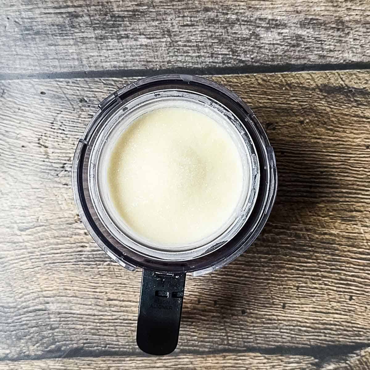 The frozen base in the bowl assembly, ready for the first spin.