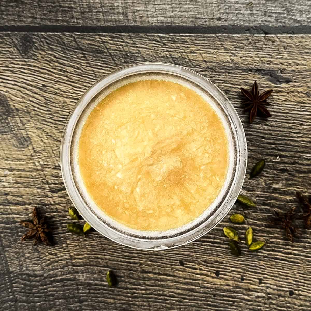 The frozen ice cream in the pint container.