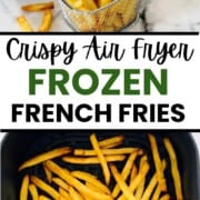 Crispy and golden brown air fryer frozen french fries ready to serve.