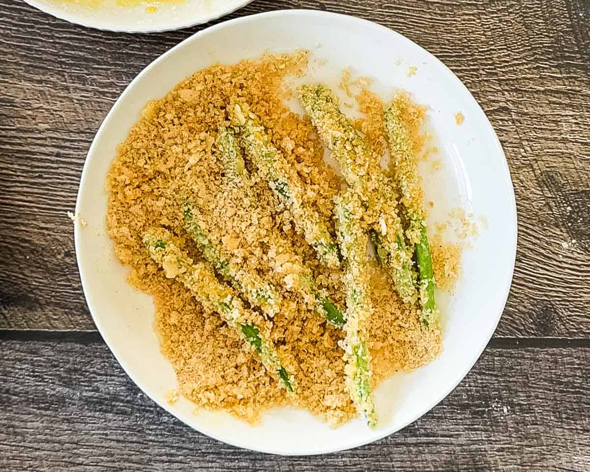 The beans coated in the Panko breading.